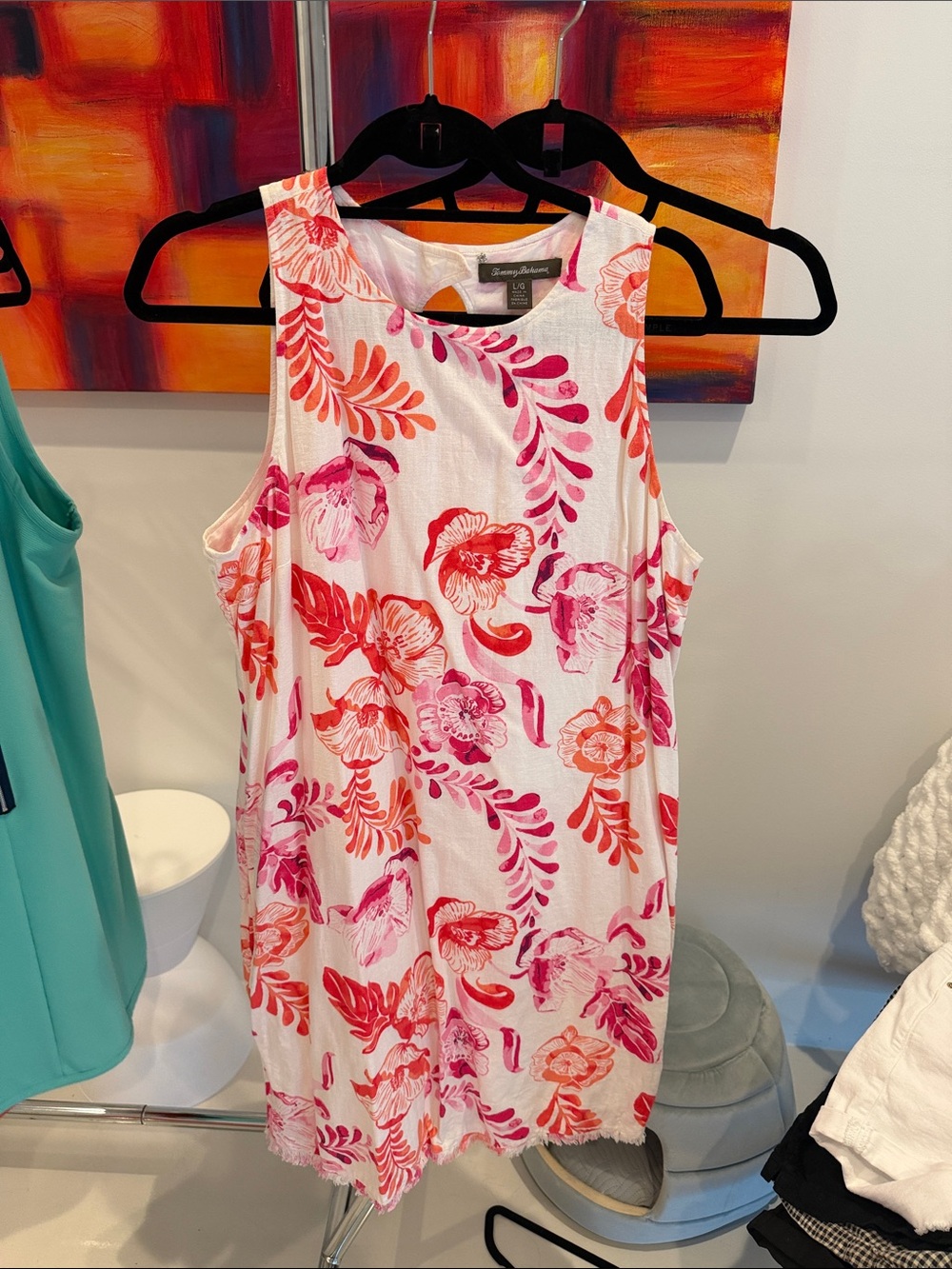 Sleeveless Pink & Coral Floral Shift Dress